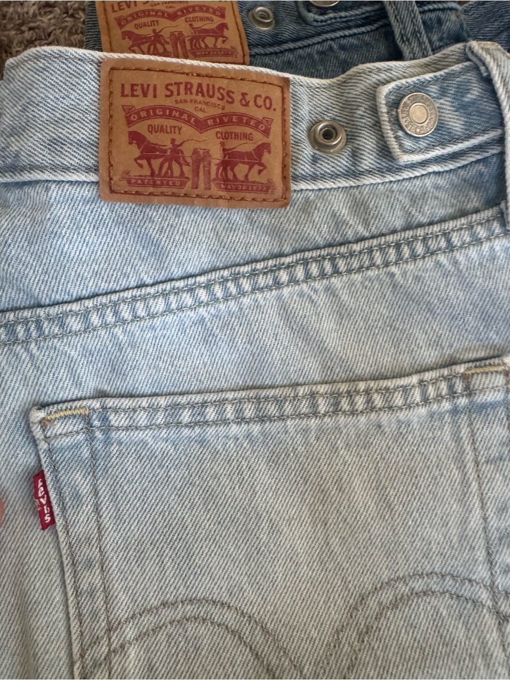 Levi's High Waist Women's CINCH Denim Shorts - Light Blue to Dark Blue Washes - Picture 7 of 10